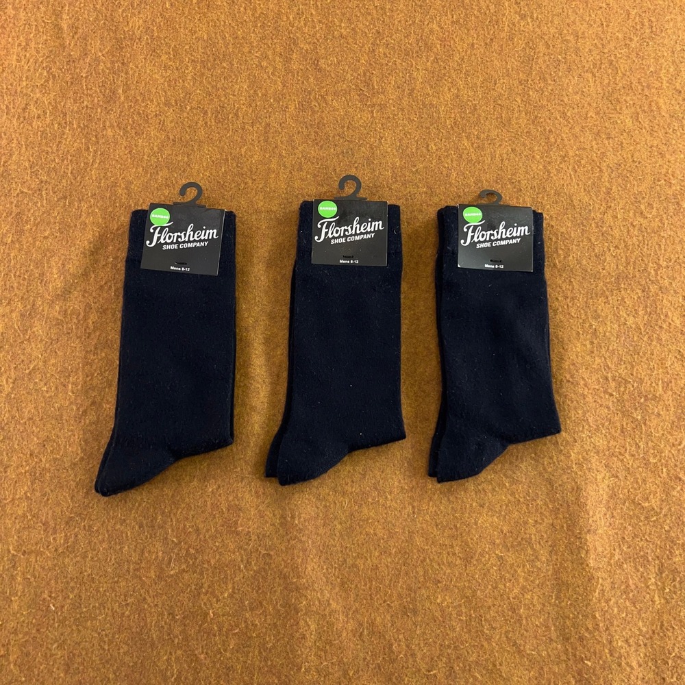 Florsheim Mens 8-12 Navy Bamboo Viscose Blend 3 Pair Pack Dress Socks NWT